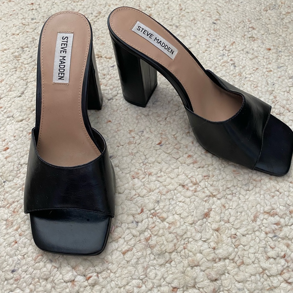 Steve Madden Black Open-Toe Heels